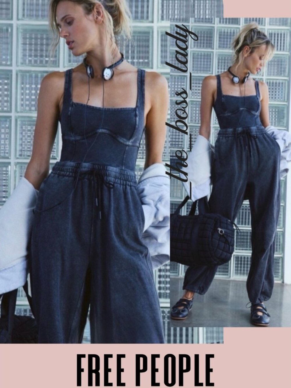 Free People jumpsuit one-piece inbound onesie romper stretchy casual Large